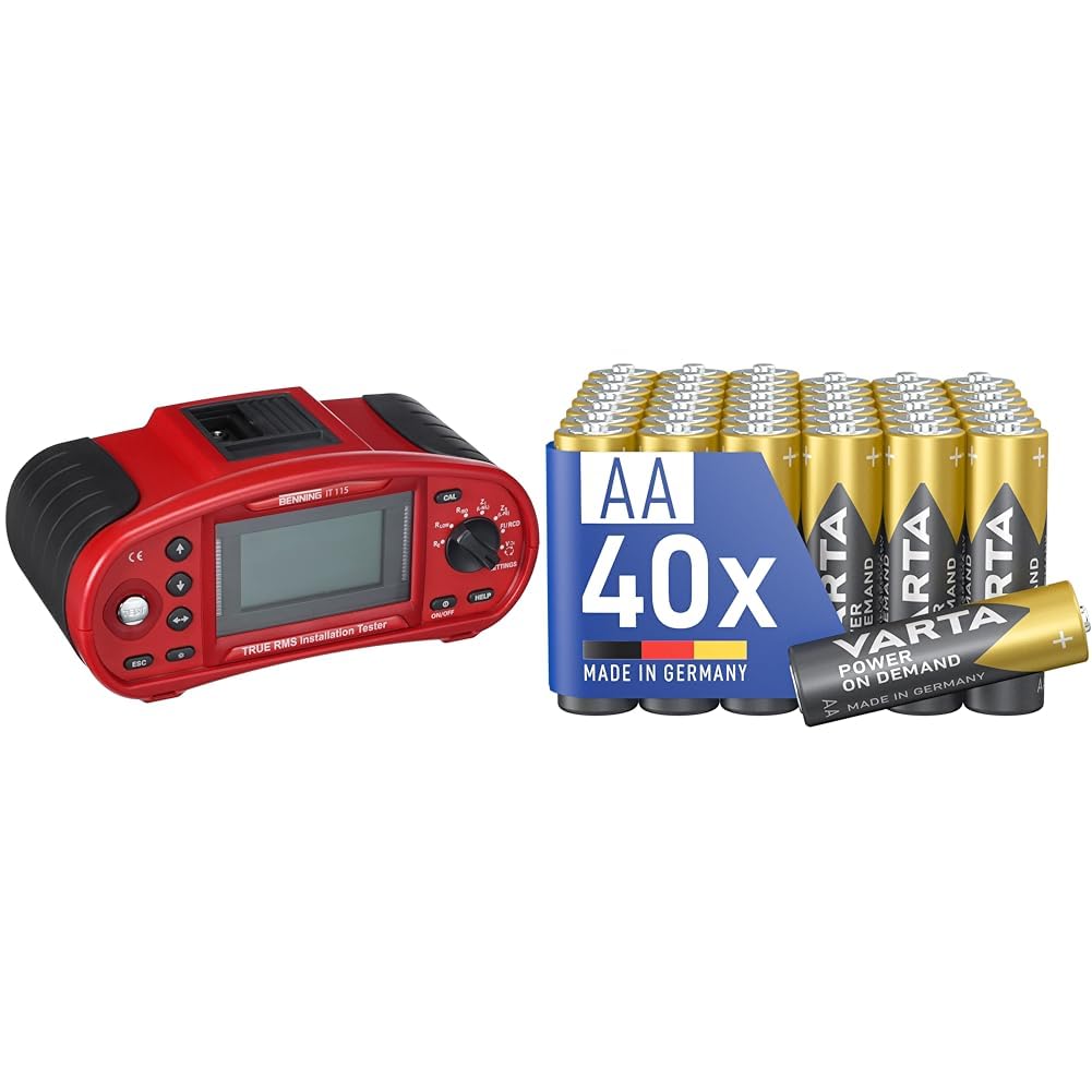 Benning IT 115 True RMS Installationstester, 044104, rot & VARTA Power on Demand AA Mignon Batterien