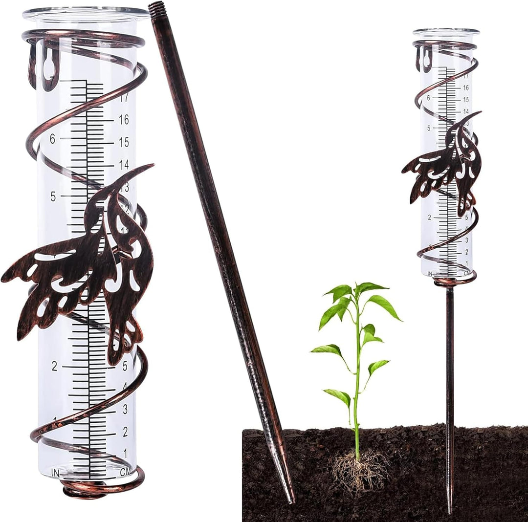 LSRVNM Regenmesser für Garten, Niederschlagsmesser mit Erdspiess, Glas-Regenmesser mit Klarer Skala,