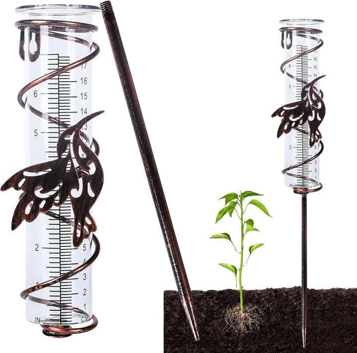 LSRVNM Regenmesser für Garten, Niederschlagsmesser mit Erdspiess, Glas-Regenmesser mit Klarer Skala,