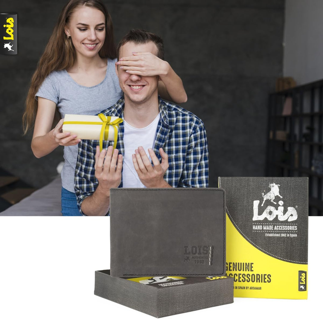 Lois - Leder-Geldbörsen für Männer. Ledergeldbörse für Herren mit Geldbörse und Mehreren Fächern, Br