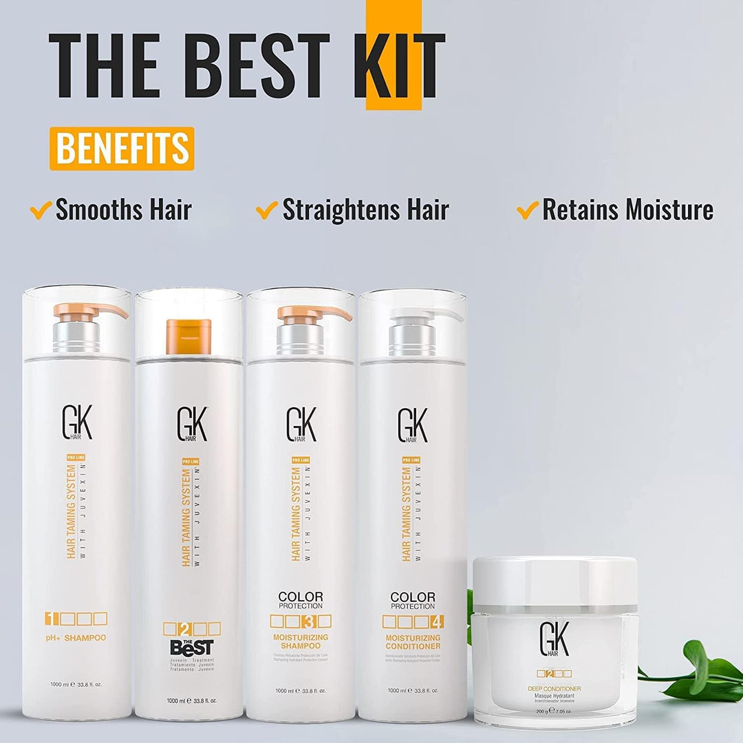 GK HAIR Global Keratin The Best Professional Hair Kit (1000ml/33.8 Fl Oz) zum Glätten, Glätten von K