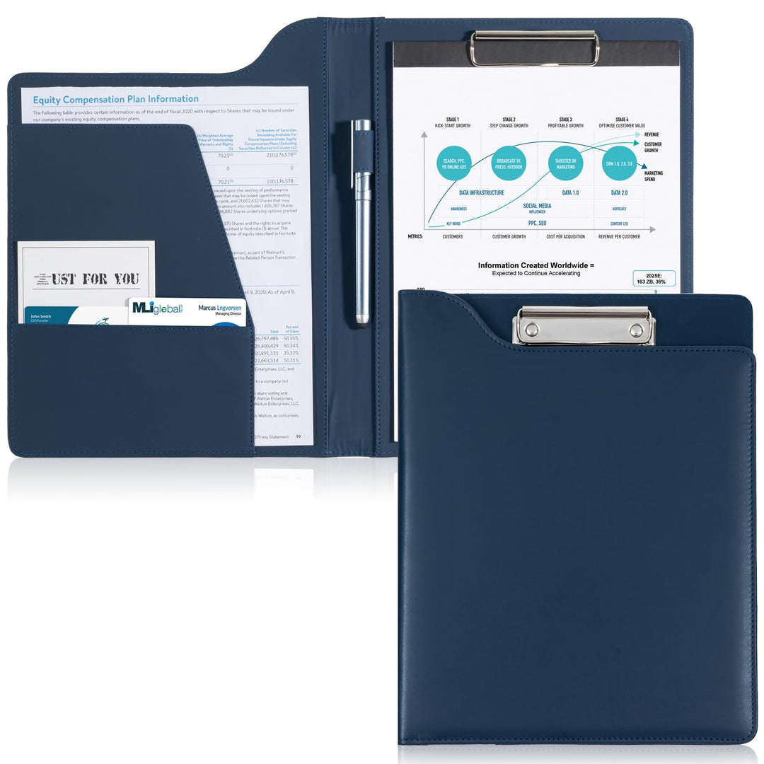 ProCase A4 Klemmbrettmappe, Aktenmappe aus PU-Leder, Klemmbrett A4 mit Deckel, Klemmbrettmappe mit D