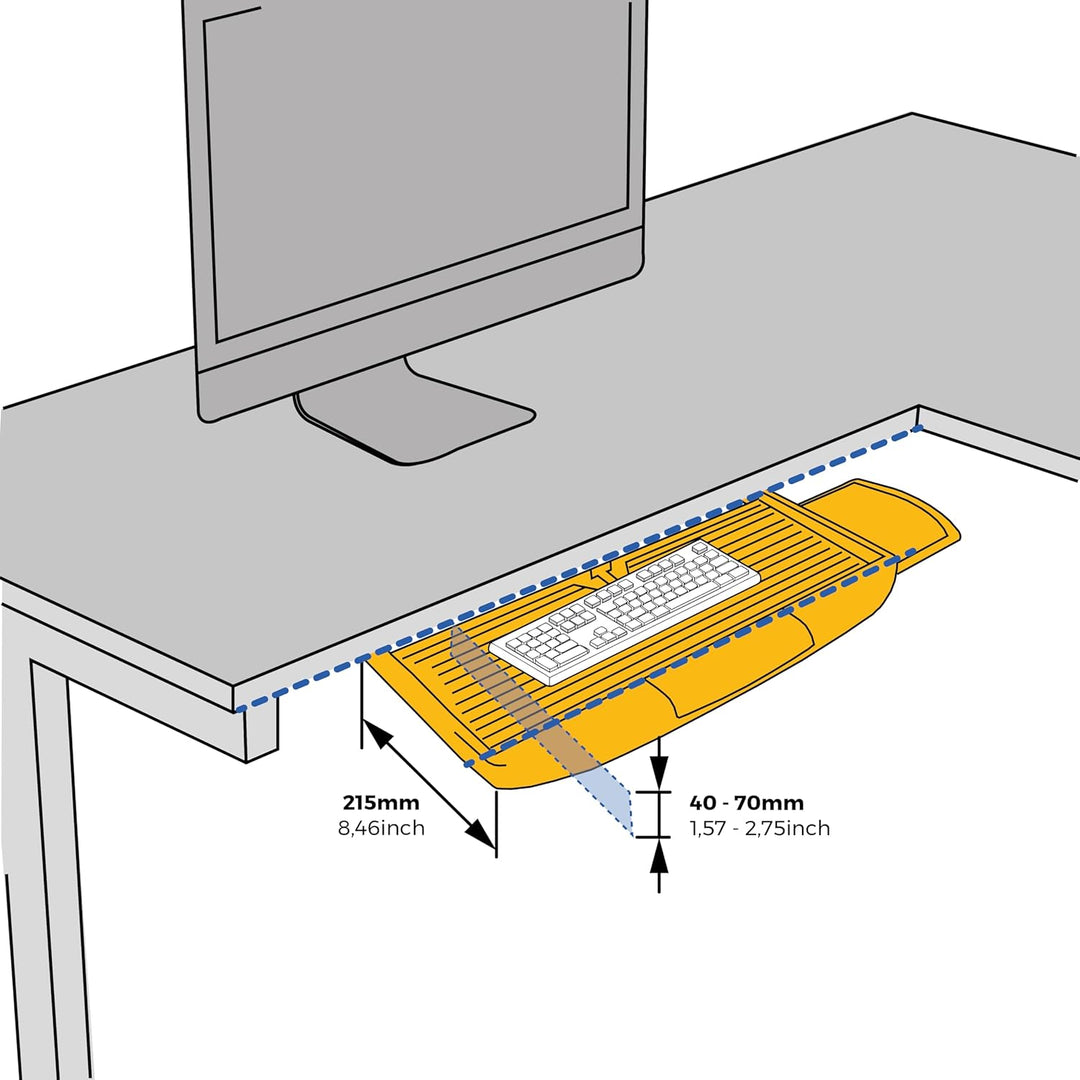 Emuca 4193121 3196621 Ausziehbare Tastaturablage mit zusätzlicher Einlage für die Maus, Grau