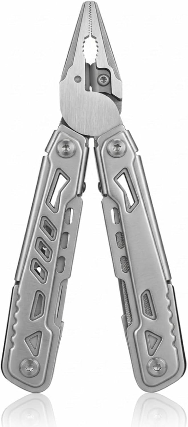 14-in-1-Multitool mit Messer – Multifunktionales EDC-Werkzeug aus Edelstahl Silber 02, Silber 02