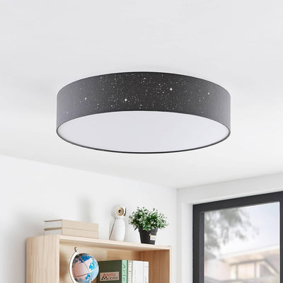 Lindby LED Deckenleuchte 'Ellamina' dimmbar mit Fernbedienung (Modern) in Alu aus Textil u.a. für Wo