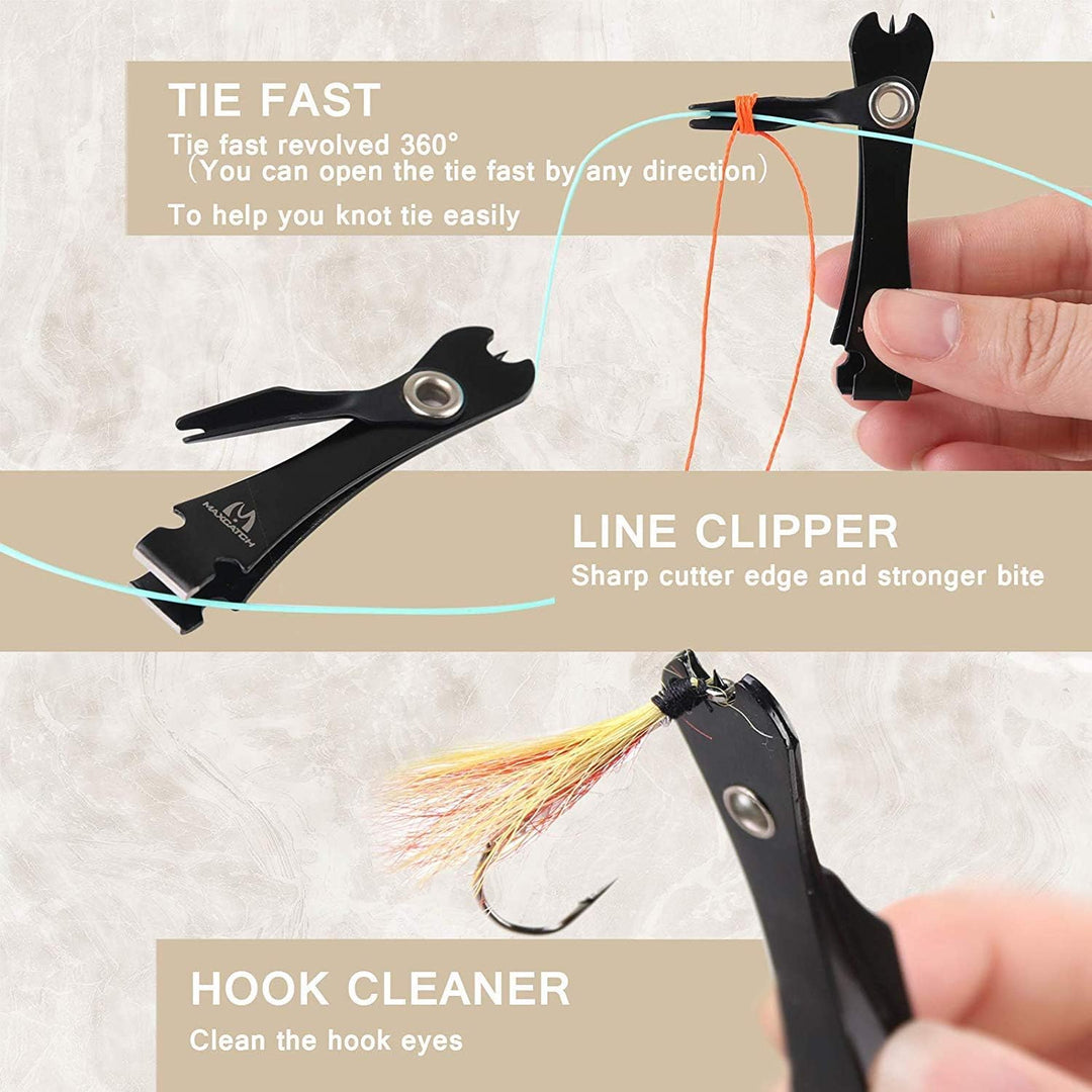 MAXIMUMCATCH Fliegenfischen Zubehör Kombi Schnur knipser/Retractor/Hanken-Lösezange /Vorfachstrecker