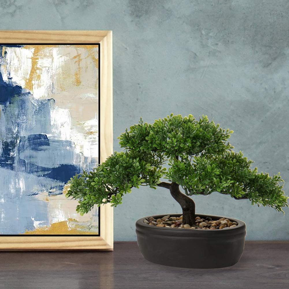 Kunstbonsai Naturgetreue Künstliche Pflanze Kunstbaum Bonsai Zeder Kiefer Podocarpus Plastik Pflanze