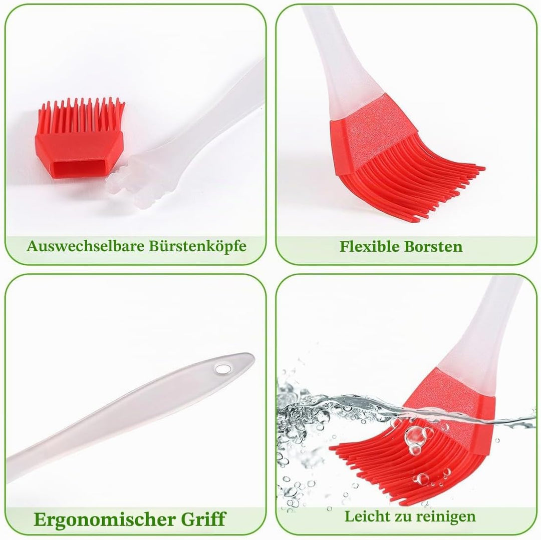 Gusseisen-Sossentopf und Silikon-Backpinsel-Set zum Grillen, Grillen, Küche, Kochen, Smoker, Geschen