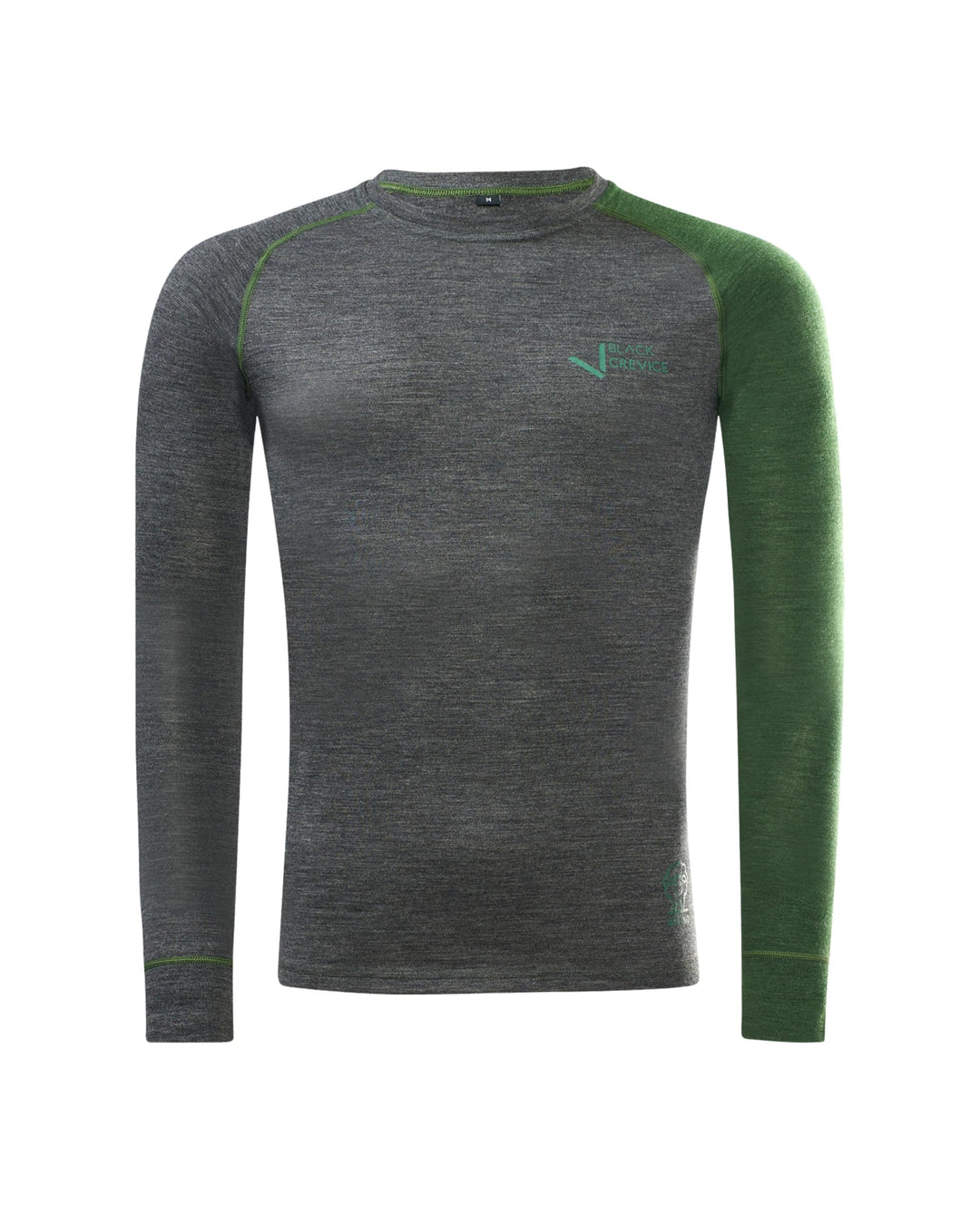 Black Crevice Herren Langarmshirt aus Merino Wolle S Anthracite/Forest Green, S Anthracite/Forest Gr
