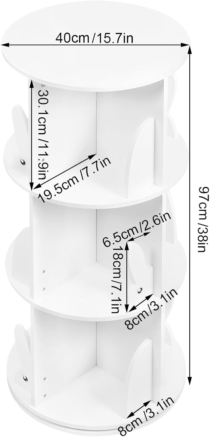 WOLTU Bücherregal Kinder, drehbares Kinderregal mit 3 Ebenen, Bücher Regal Kinderzimmer Wohnzimmer,
