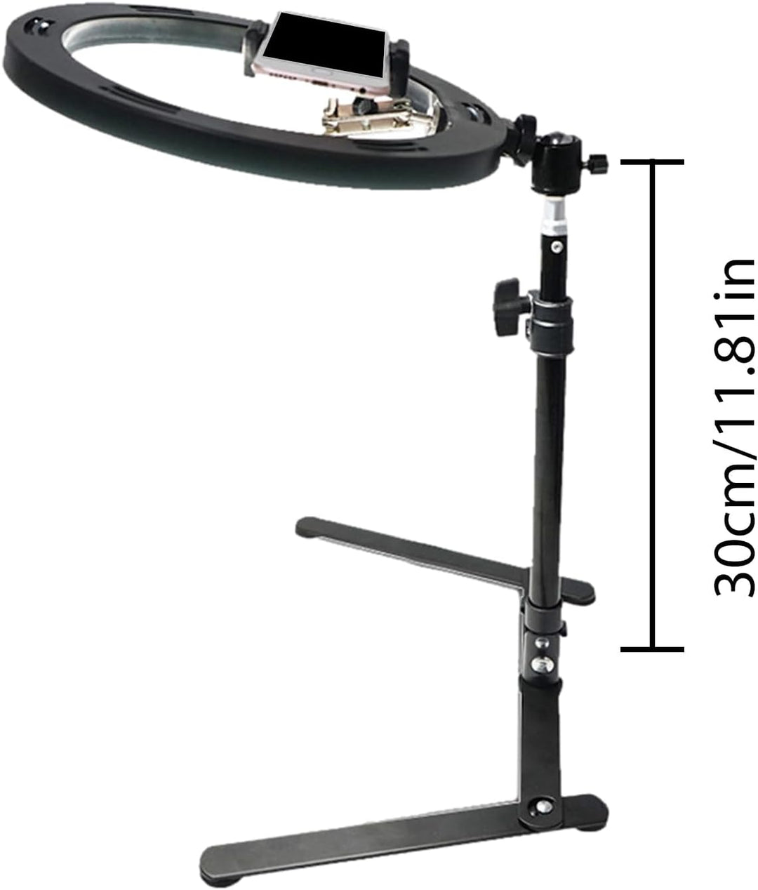 Überkopf-Telefonhalterung, verstellbarer Stativständer, 30 cm (11,81 Zoll) Gerät mit Lichtfunktion,