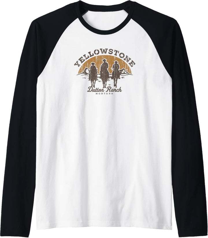 Yellowstone Dutton Ranch Group Shot Silhouette V2 Raglan