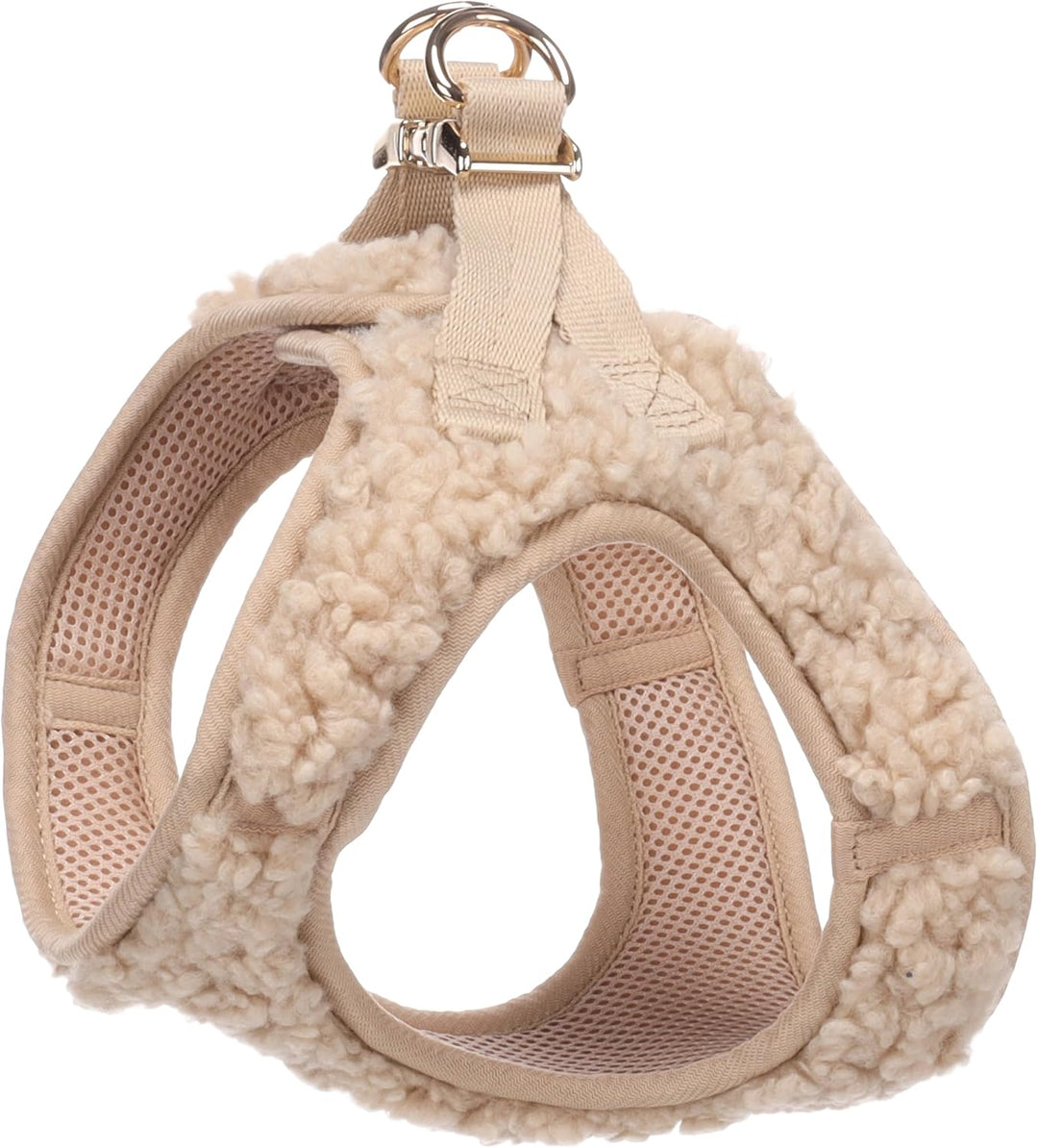 Flamingo Step&Go Hundegeschirr Pookie – Beige – Grösse L (A: 32–37cm, B: 42–46cm, 5mm) – Weiches Fle