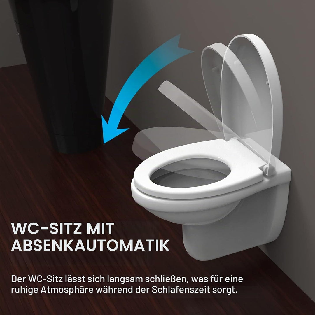 Ibergrif Toilettendeckel mit Absenkautomatik O WC Sitz Einfache Montage und Sauber,Klodeckel Quick-R