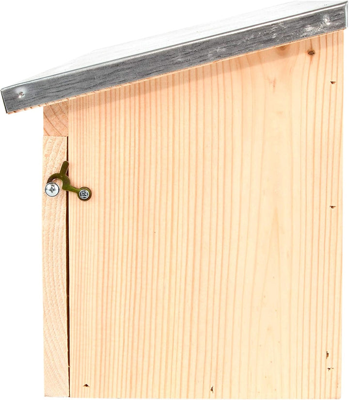 Esschert Design NK85 Horizontales Spatzenhaus aus Holz, Vogelhaus, Metalldach, Silber/Naturholz