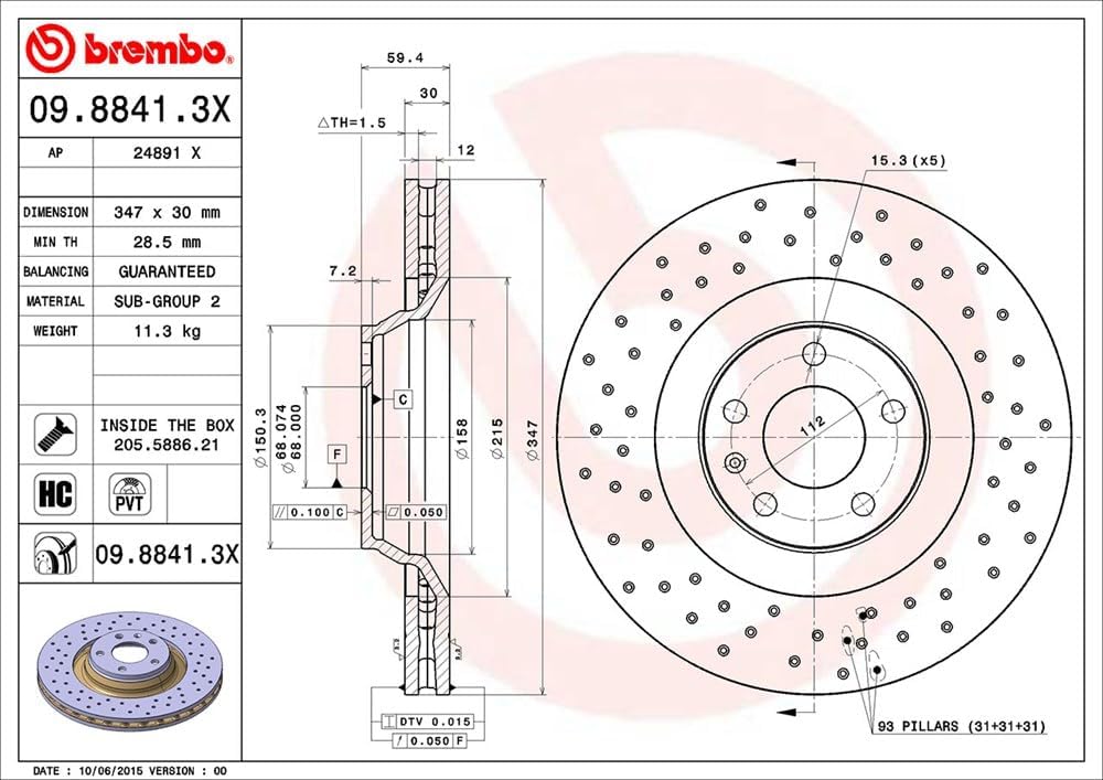 BREMBO 09.8841.3X Bremsscheiben