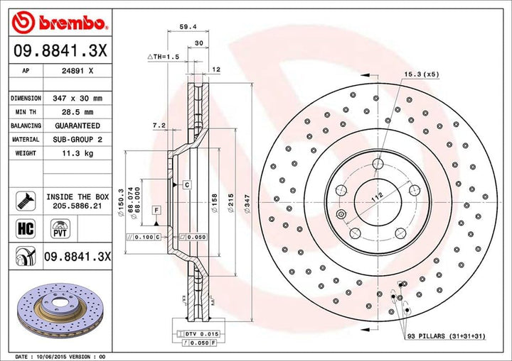 BREMBO 09.8841.3X Bremsscheiben