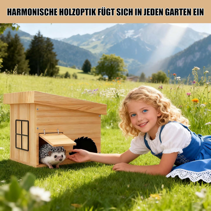 Igelhaus Winterfest aus Holz, Igelhotel mit Boden, katzensicher, wetterfest, Winterquartier für Igel