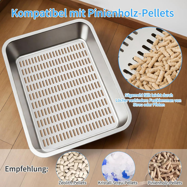 Katzenklo Edelstahl, Katzentoilette Edelstahl Offen, Metall Katzenklo für Katzen Aller Grössen &amp; Kan