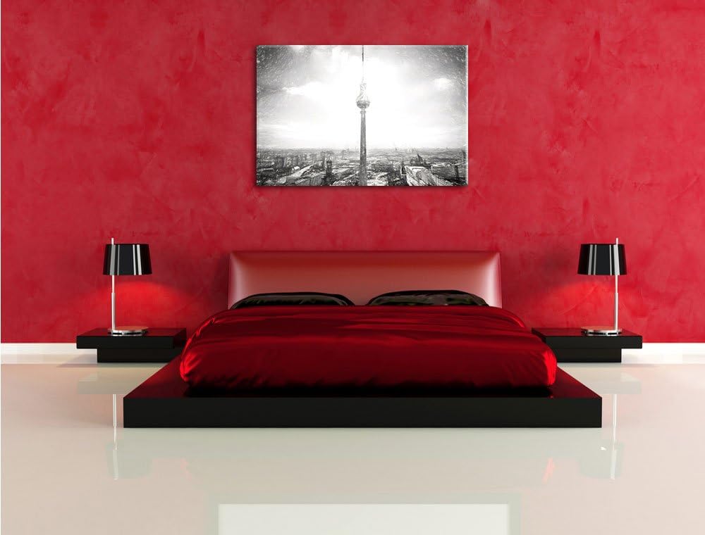 Pixxprint Berliner Fernsehturm als Leinwandbild/Grösse: 100x70 / Wandbild/Kunstdruck/fertig bespannt
