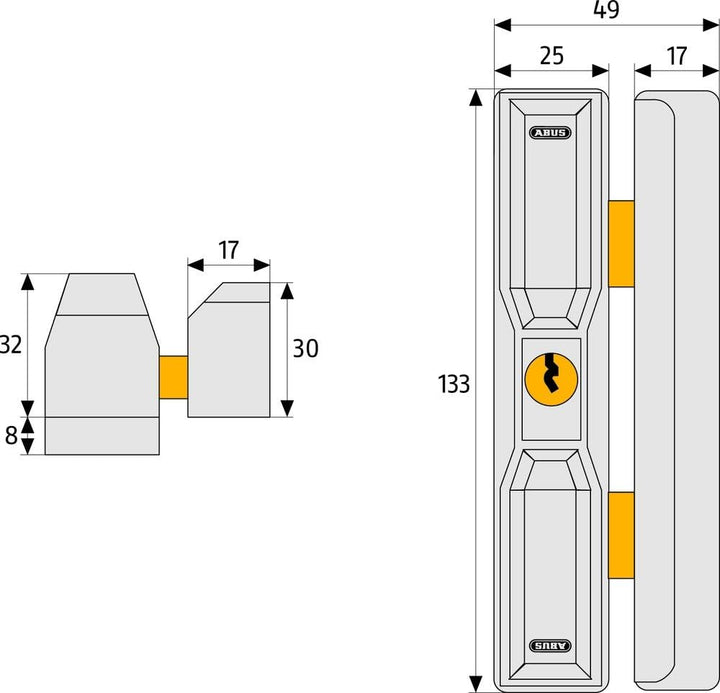 ABUS Dachfenster-Zusatzsicherung DF88 - Dachfenstersicherung speziell für Dachenflächenfenster, vers