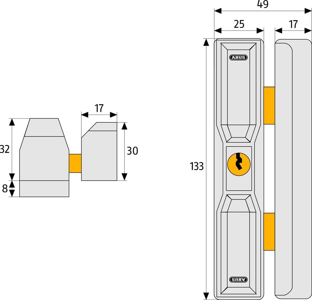 ABUS Dachfenster-Zusatzsicherung DF88 - Dachfenstersicherung speziell für Dachenflächenfenster, vers