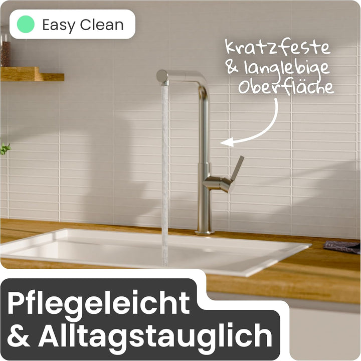instmaier Cassia | Küchenarmatur mit herausziehbarem Auslauf | Edelstahl | Wasserhahn Küche 360° sch