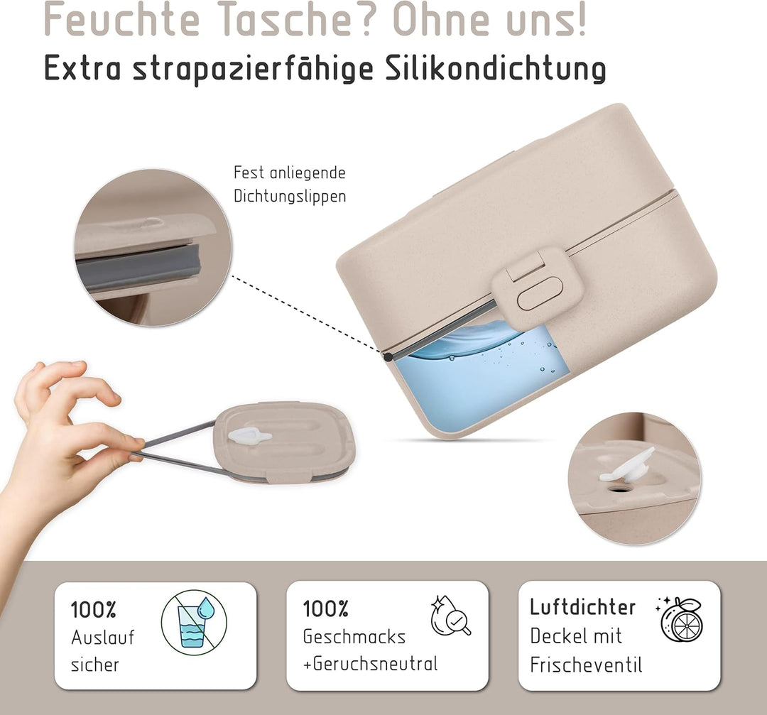 BJORKI® Bento Box für Kinder inkl. BONUS Namensticker - Auslaufsichere Lunchbox mit Fächern - Nachha