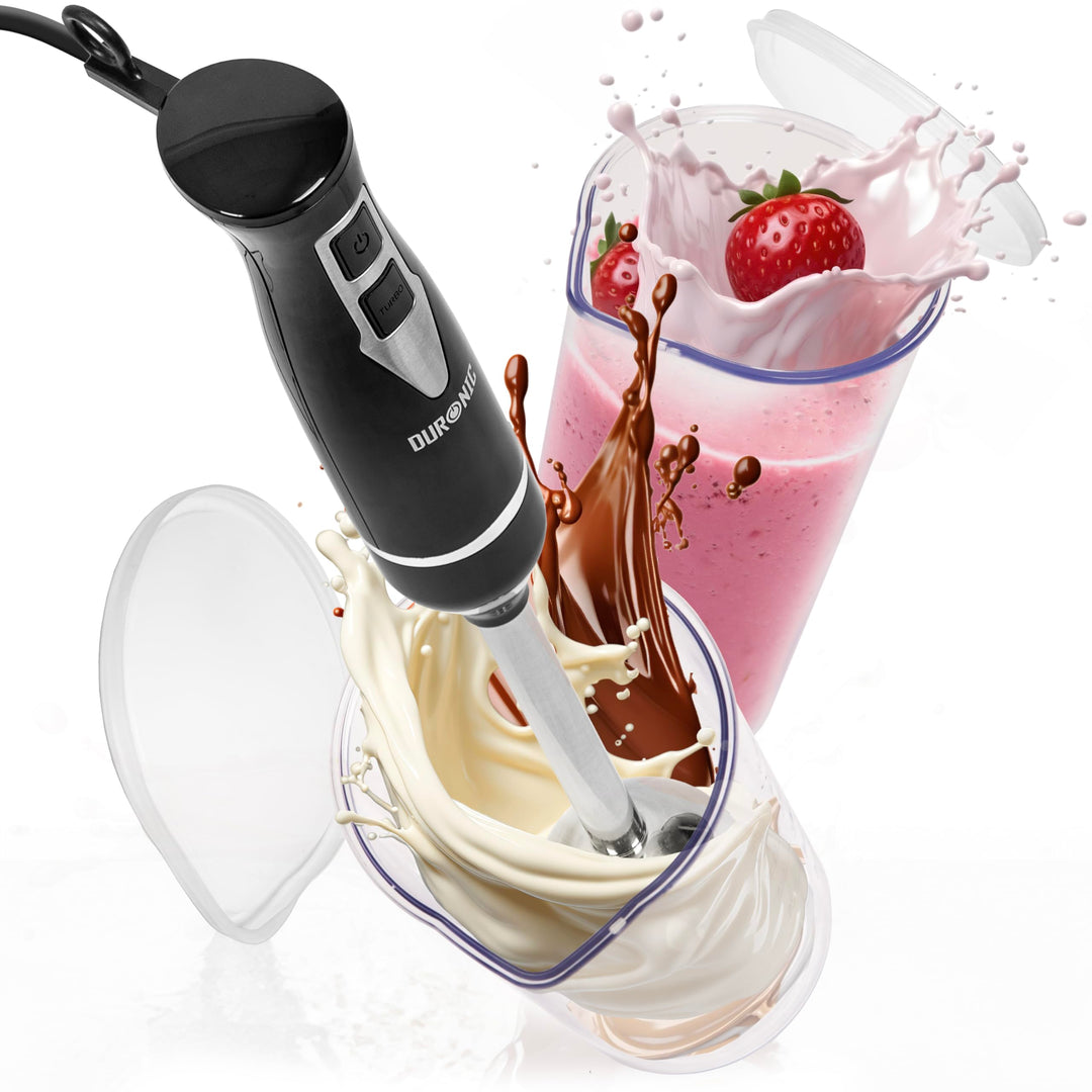 Duronic HB35C Stabmixer elektrisch, Pürierstab 350W, Edelstahl Rührstab mit 2 600ml Mix- &amp; Messbeche