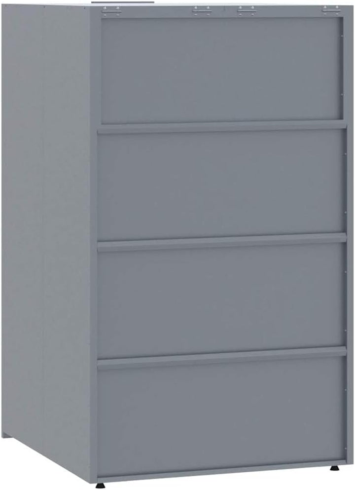 Mülltonnenbox für 1 Tonne Grau 69x79x117 cm Stahl Behälter mit pneumatischem Federdeckel 1 Fässer Gr