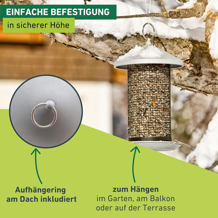 Windhager Vogelfuttersilo Happy Bird, Vogelfutterspender Futterstation, witterungsbeständig, aus Met