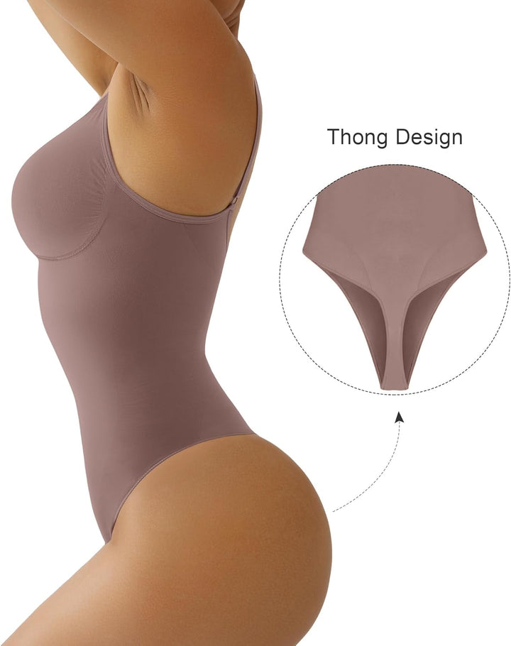 SHAPERX Shapewear Damen Bauchweg Bodysuit Formender Body Shaper Sculpting Tanga mit Verstellbarer Sc