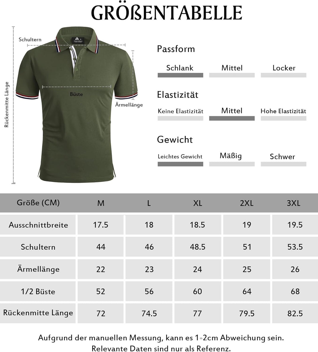 SwissWell Herren Poloshirt Kurzarm Atmungsaktiv Golf Tennis Sport Polo Sommer Freizeit T-Shirt M Arm