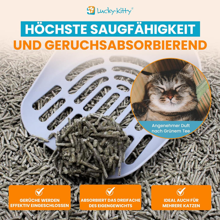 Lucky-Kitty Katzenstreu Klumpstreu, ökologisch I Staubfrei & klumpend, hochsaugfähig & geruchsneutra