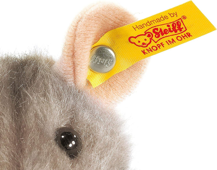 Steiff Piff Maus aufwartend - 10 cm - Kuscheltier für Kinder - Plüschmaus - waschbar - grau (056222)