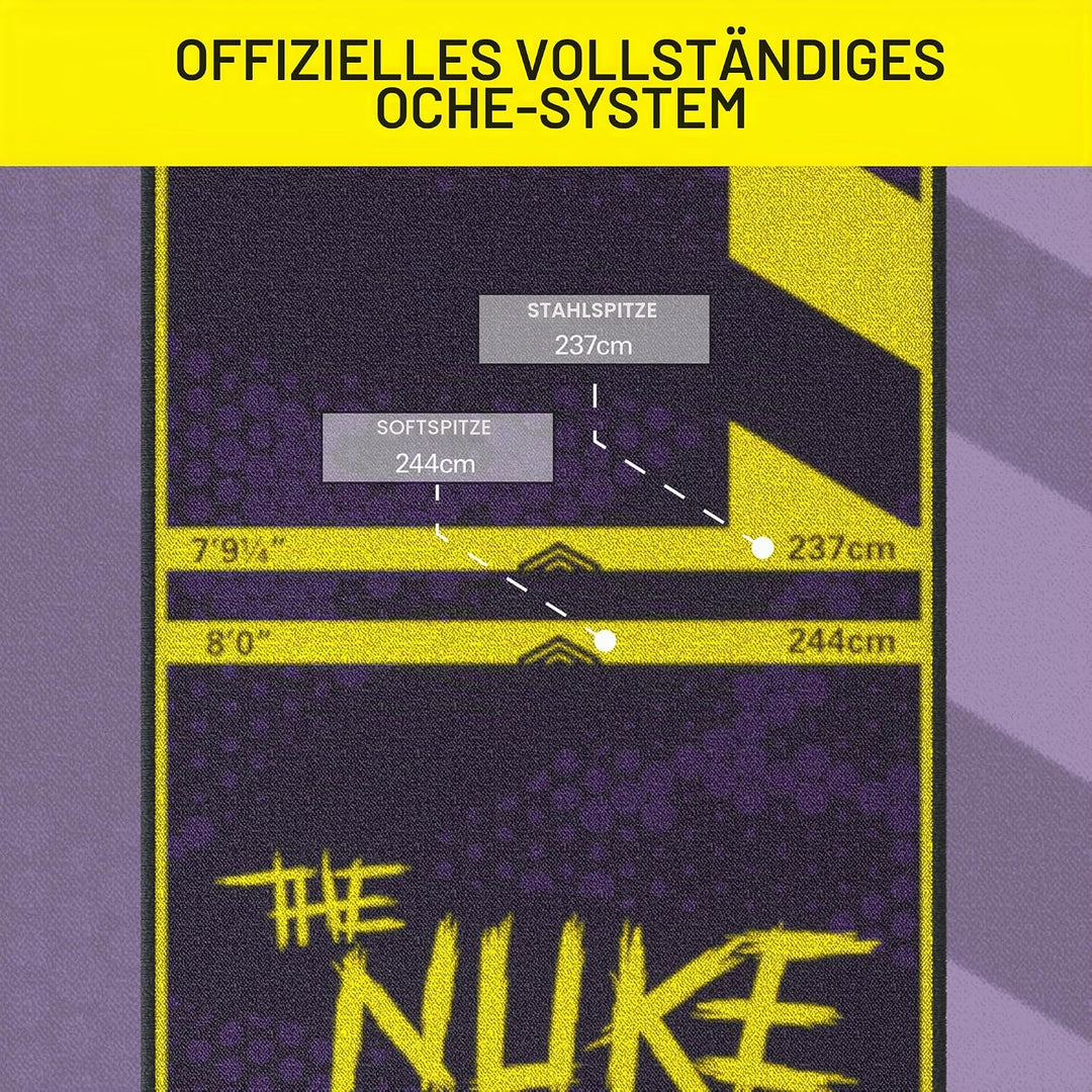 TARGET Darts Luke Littler Dartmatte, The Nuke Darts Matte | Dart Oche Matte mit Soft- und Steeldarts