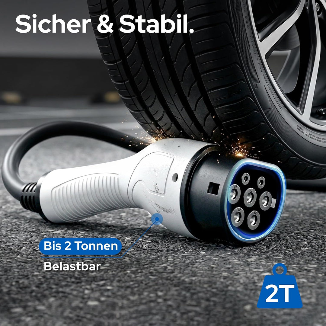 EVify Typ 2 Ladekabel 22kW 7M 32A für Elektroauto &amp; Hybrid inkl. Kabeltasche • Kabel 3 phasig für EV