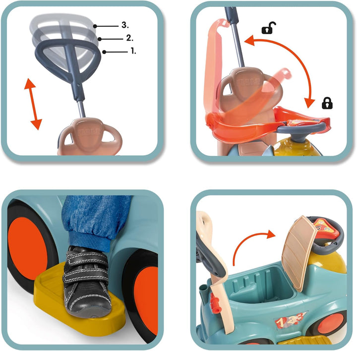 FEBER - Motofeber Casual 3 in 1 Push N'Go, Schiebe-Laufrad, Schiebewagen und Lauflernhilfe in einem