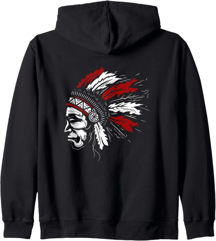 Backprint Indianer Kopfschmuck Kapuzenjacke