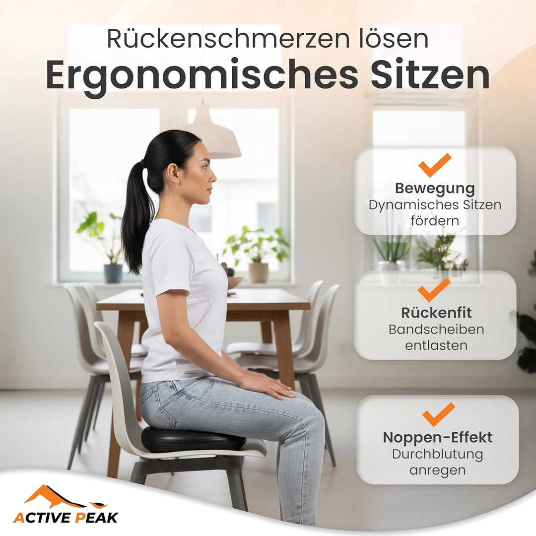 Balance Kissen Orthopädisches Sitzkissen Ø 32 cm Gleichgewichtstrainer mit Noppen Balancekissen aufb