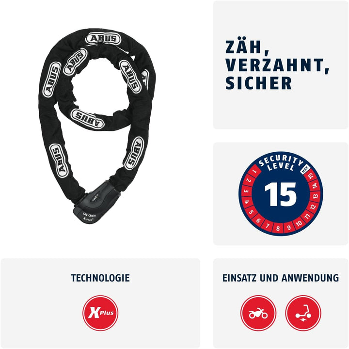 ABUS Kettenschloss Granit CityChain XPlus 1060 – Fahrradschloss aus gehärtetem Stahl – ABUS-Sicherhe