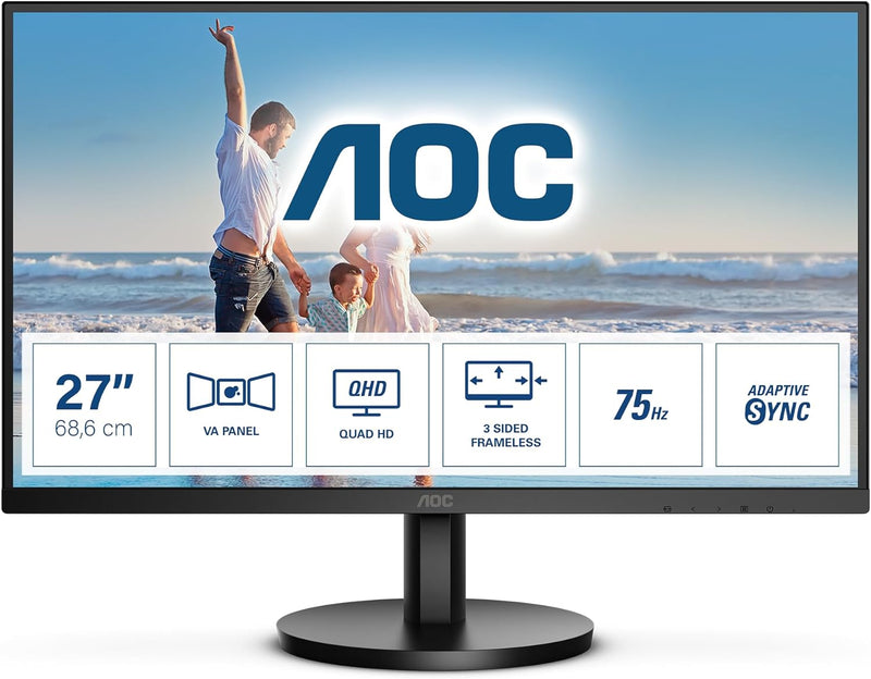 AOC Q27B3MA - 27 Zoll QHD Monitor, Lautsprecher, Adaptive Sync (2560x1440, 75 Hz, HDMI, DisplayPort)