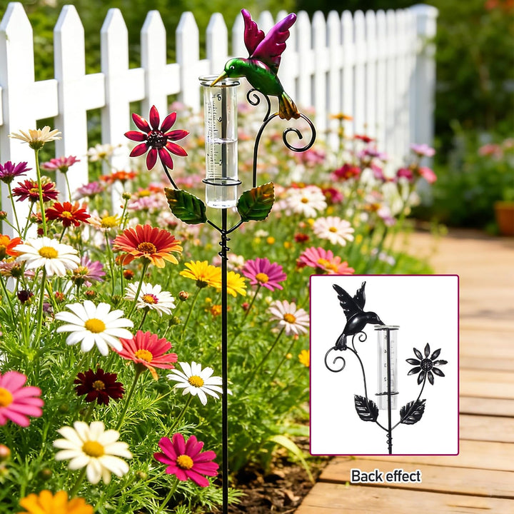 Regenmesser für Garten, Gartendeko Regenmesser Frostsicher, 119cm Gartenstecker Regenmesser, Nieders
