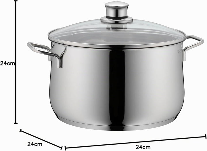 WMF Diadem Plus Topfset Induktion 4-teilig, Kochtopf Set mit Glasdeckel, breiter Schüttrand, Cromarg