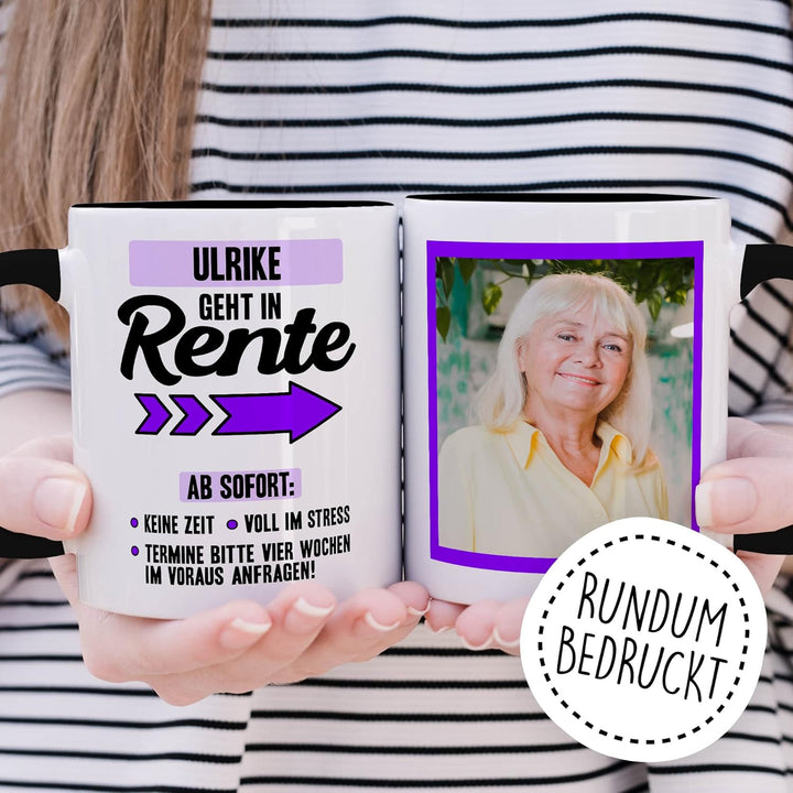 Rente Tasse personalisiert Ruhestand Kaffeetasse Rentnerin Geschenk anpassbar Kollegin Geschenkidee
