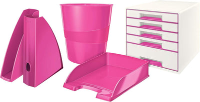 Leitz Briefkorb, A4, 5er Pack, Pink, WOW-Serie, 52263023 Pink 5 Stück, Pink 5 Stück