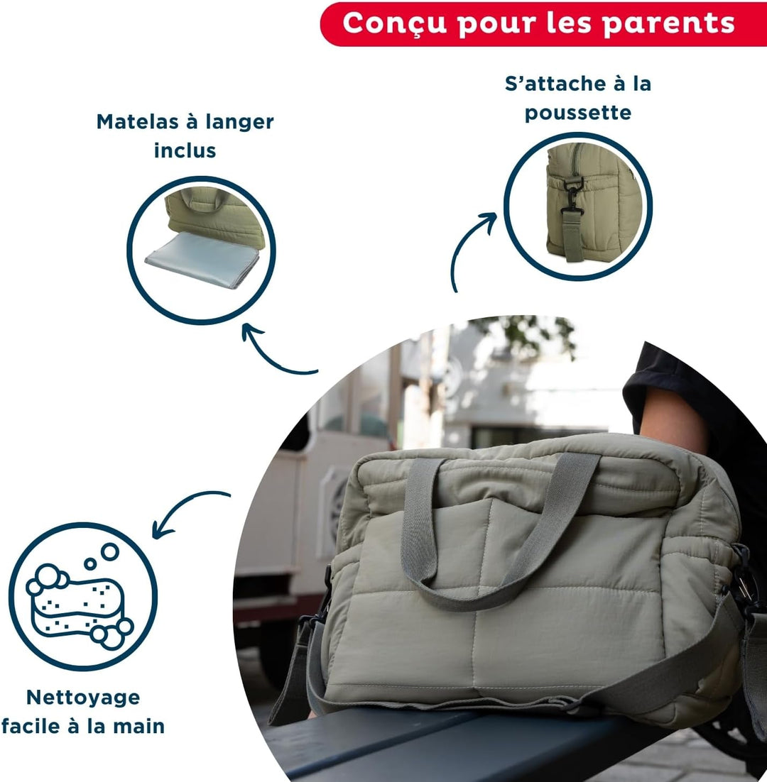 Thermobaby - Wickeltasche, gesteppt, Plumea – Tasche für Mutter und Baby – Tasche mit Wickelunterlag