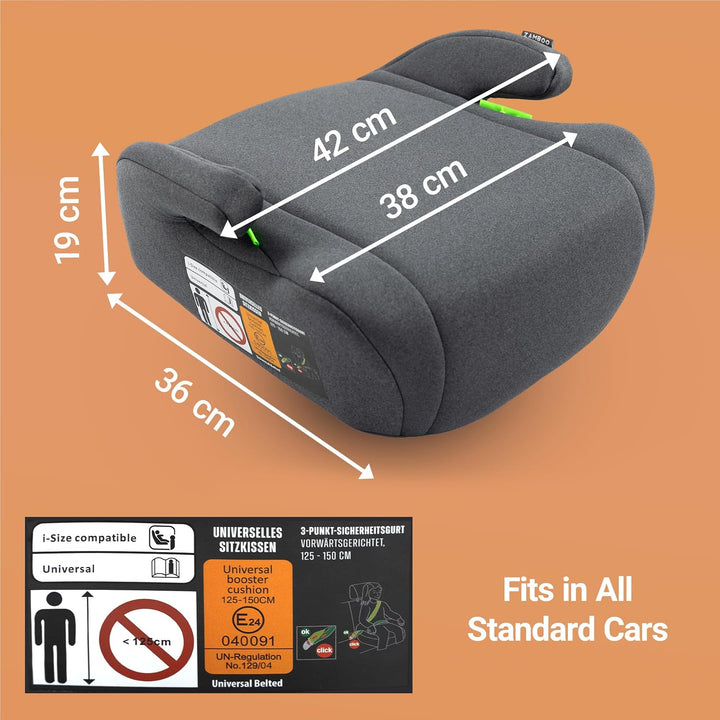 Auto Sitzerhöhung i-Size 125–150 cm | Befestigung mit 3-Punkt-Gurt, ECE R129/04 geprüft | stabile ge