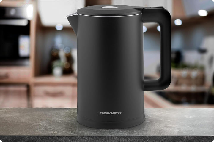 Berdsen Wasserkocher Edelstahl Mit Kalkfilter 1,7 L Fassungsvermögen 2200 Watt LED Beleuchtung Doppe
