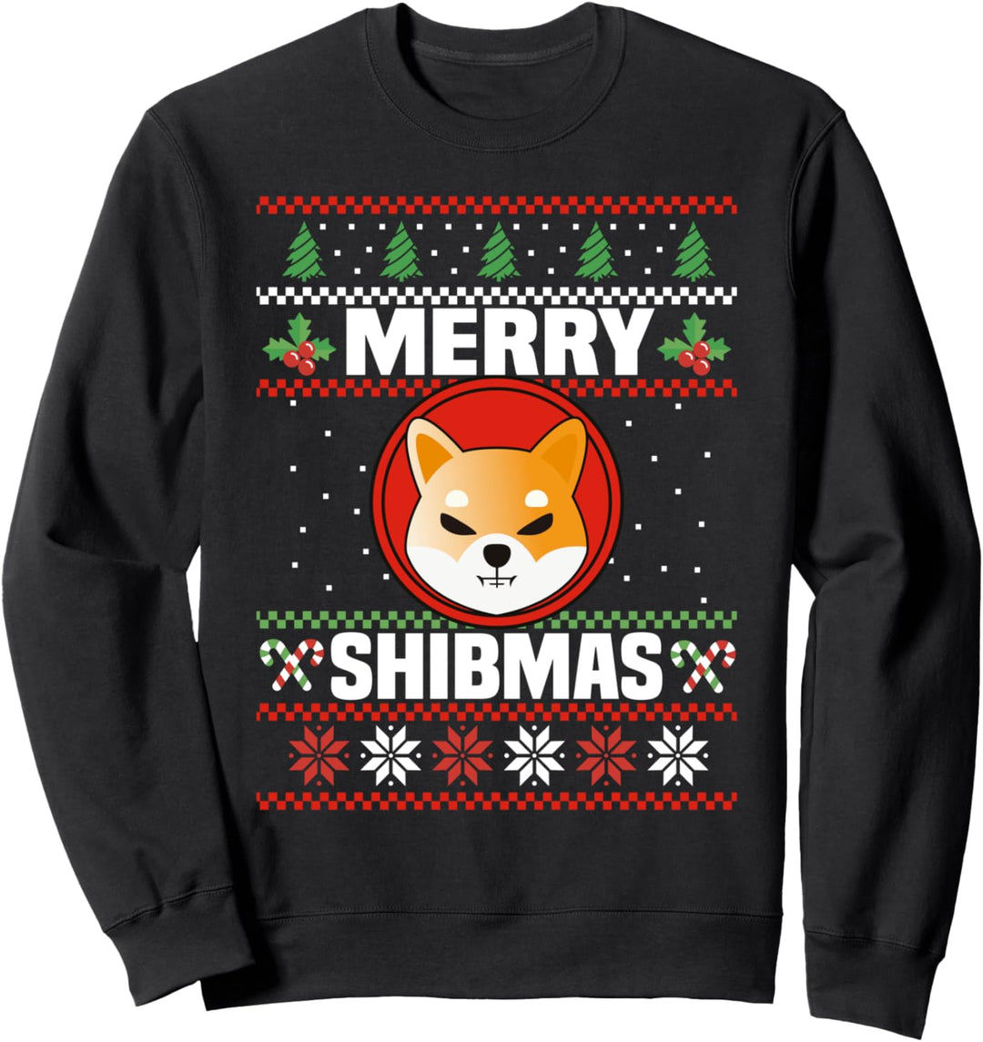 Merry Shibmas to the moon Crypto Ugly Christmas Meme Sweatshirt